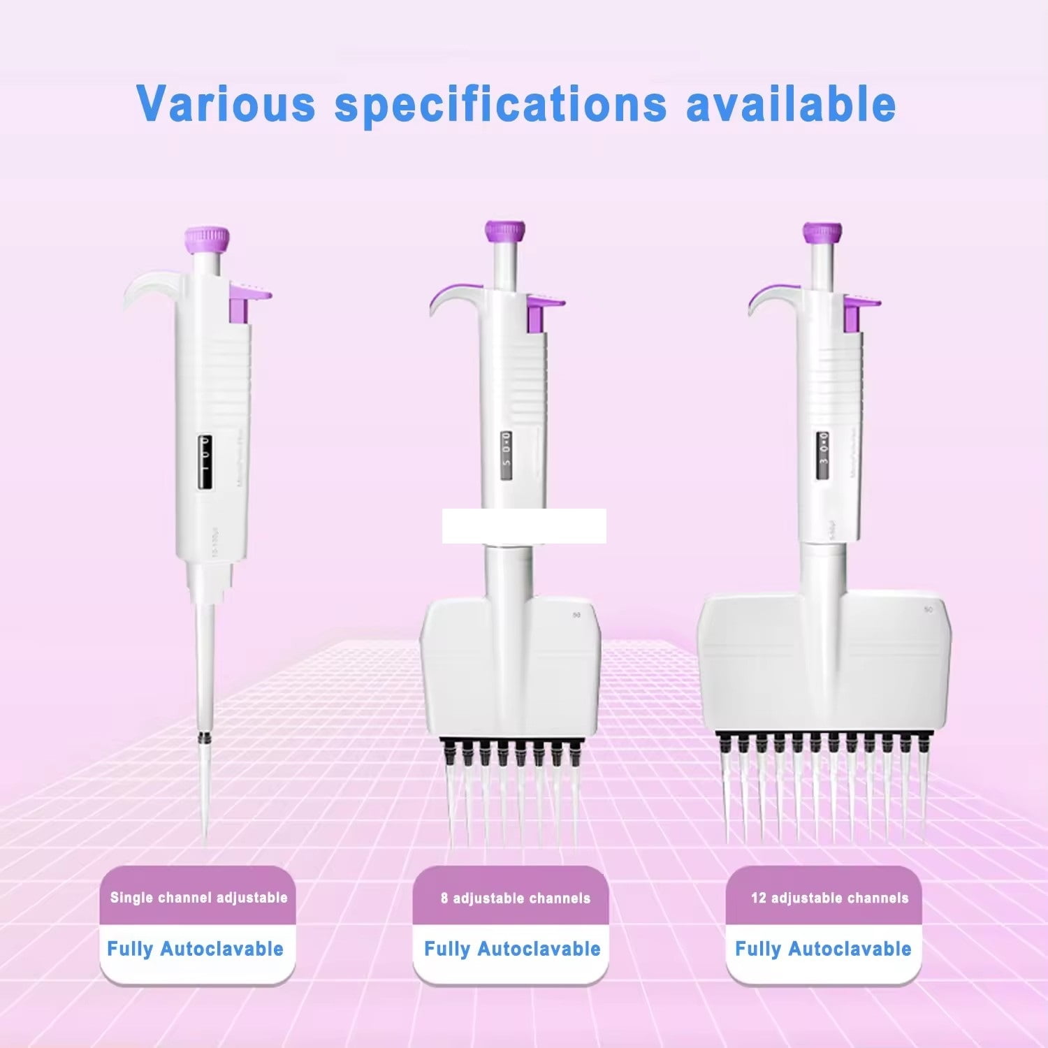 Fully Autoclavable Pipette Manually Adjustable Pipette Single channel laboratory Pipette , High-Accurate