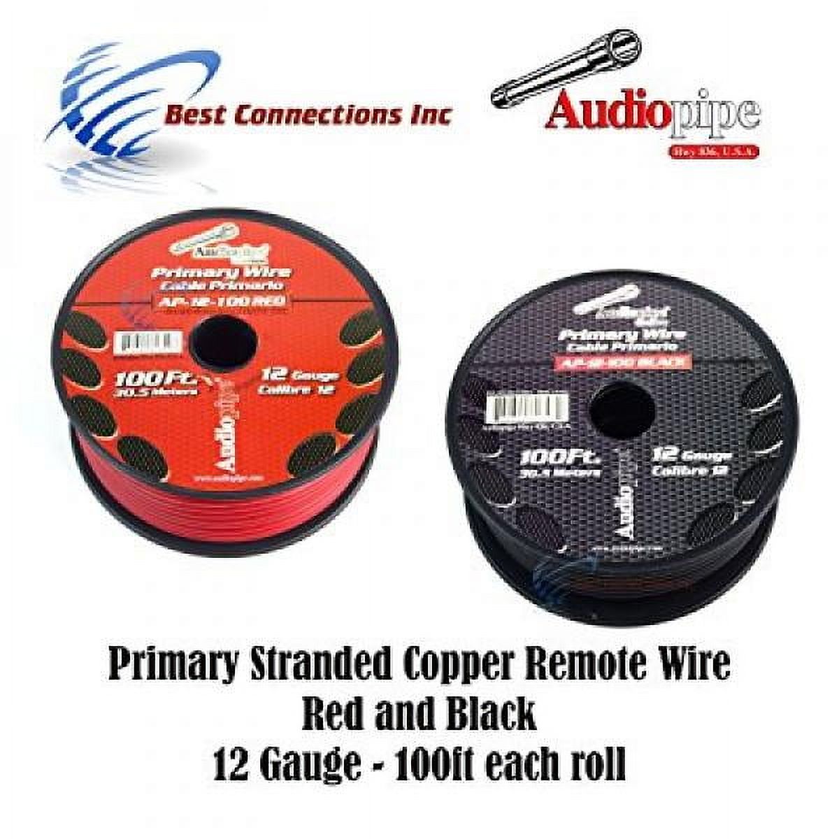 AWC 12 Gauge Stranded Pure Copper Primary Wire – 100ft Black, Made In USA