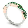 thumbnail image 2 of 0.495 ctw Wedding Band for Women - 18K Rose/White Gold Simulated Emerald Stackable Eternity Ring, 2 of 6