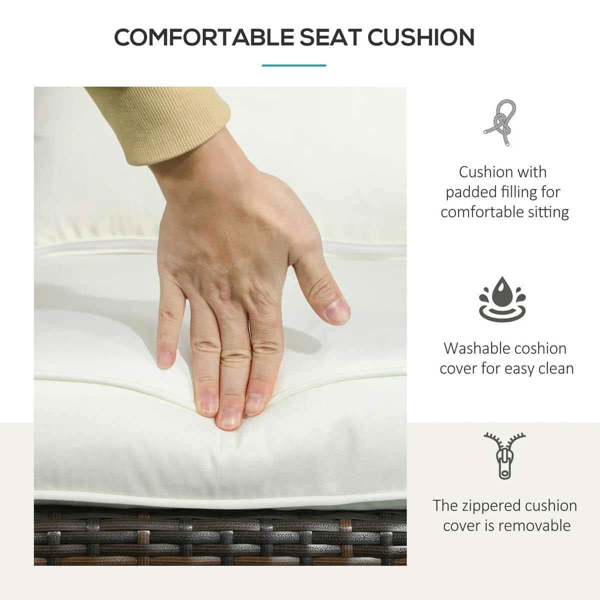 Spaco Patio Wicker Adirondack Chair with Soft Cushions, Outdoor All-Weather Rattan Fire Pit Chair with Tall Curved Backrest and Comfortable Armrests for Outdoor as Backyard, Garden, Cream White