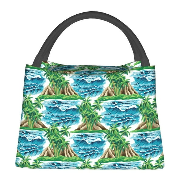 Fotbe Hawaii Palms Bolsa Térmica Portátil con Estampado, Bolsa de Entrega de Alimentos Aislada, Bolsa Reutilizable de Gran Capacidad para Comidas y Supermercado