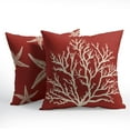 thumbnail image 4 of Summer Red Starfish Pillow Covers 20x20 Inch Set of 2 Beach Sea Coral Throw Pillowcase Cotton Linen Square Decorative Nautical Coastal Themed Cushion Cover for Sofa Bedroom Indoor Outdoor Party, 4 of 6