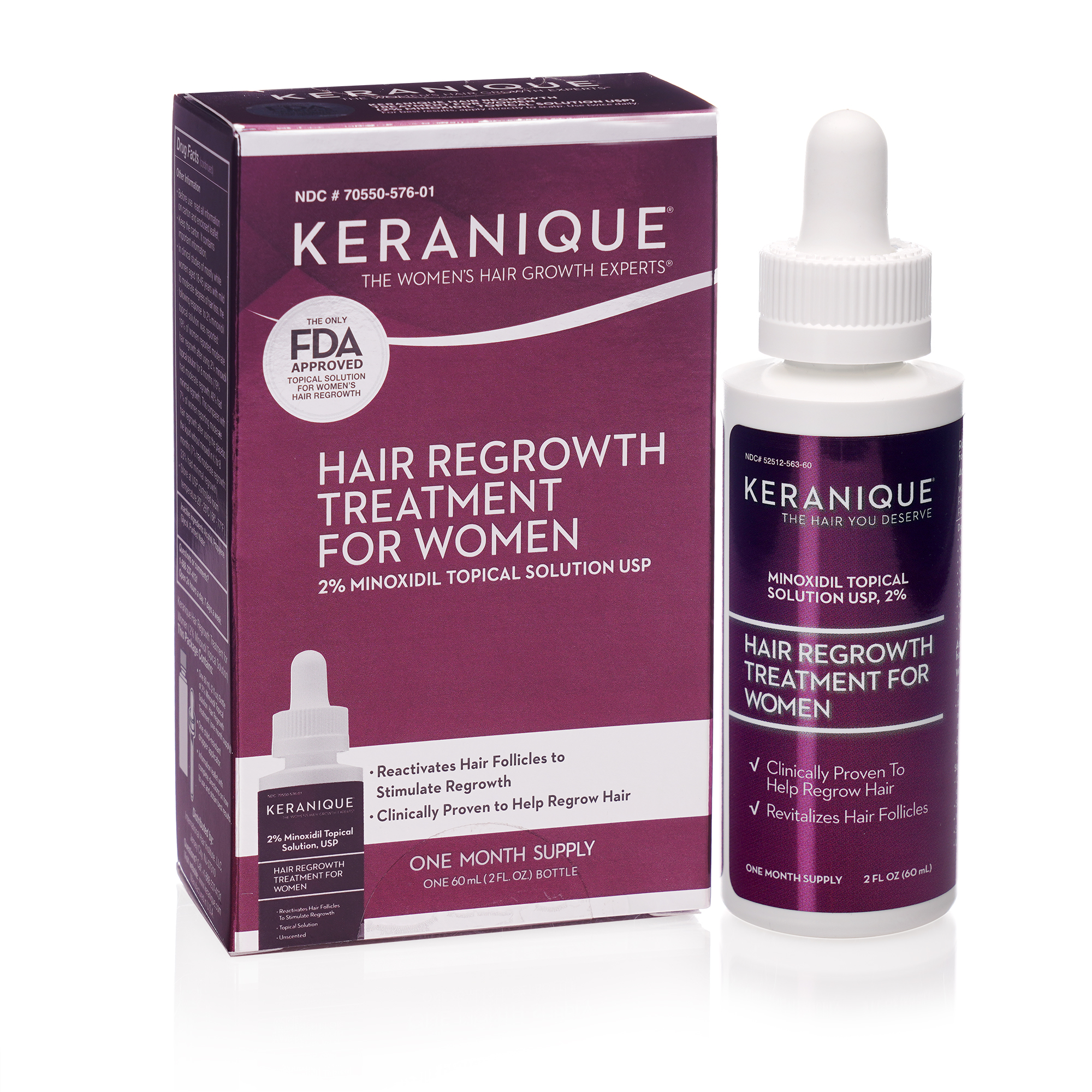 Keranique Hair Regrowth Treatment for Women with Dropper, 2 Minoxidil