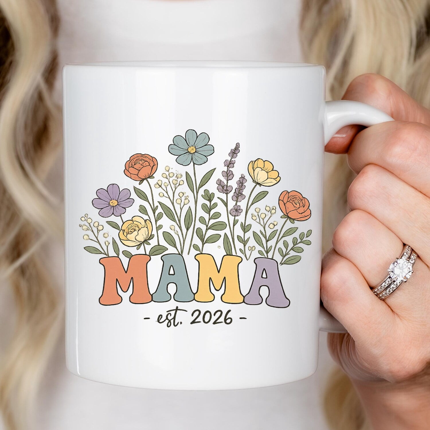 Floral Mama Est 2026 Gift Mug Cute Pregnancy Announcement Coffee Cup For Expecting Mom New Mother Baby Reveal Present Idea Lovely Keepsake