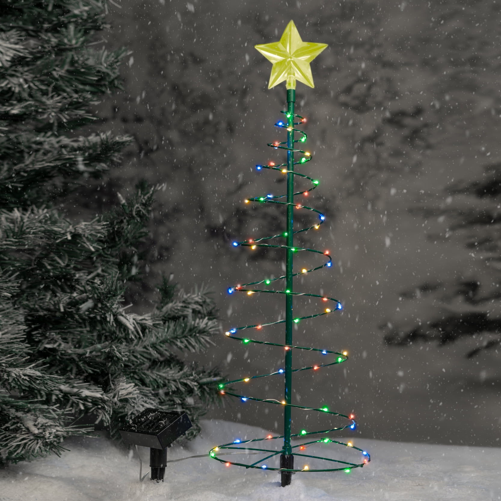 Solar LED Metal Christmas Tree Decoration Outdoor Stake Light - 2'ft. Multi-Colored