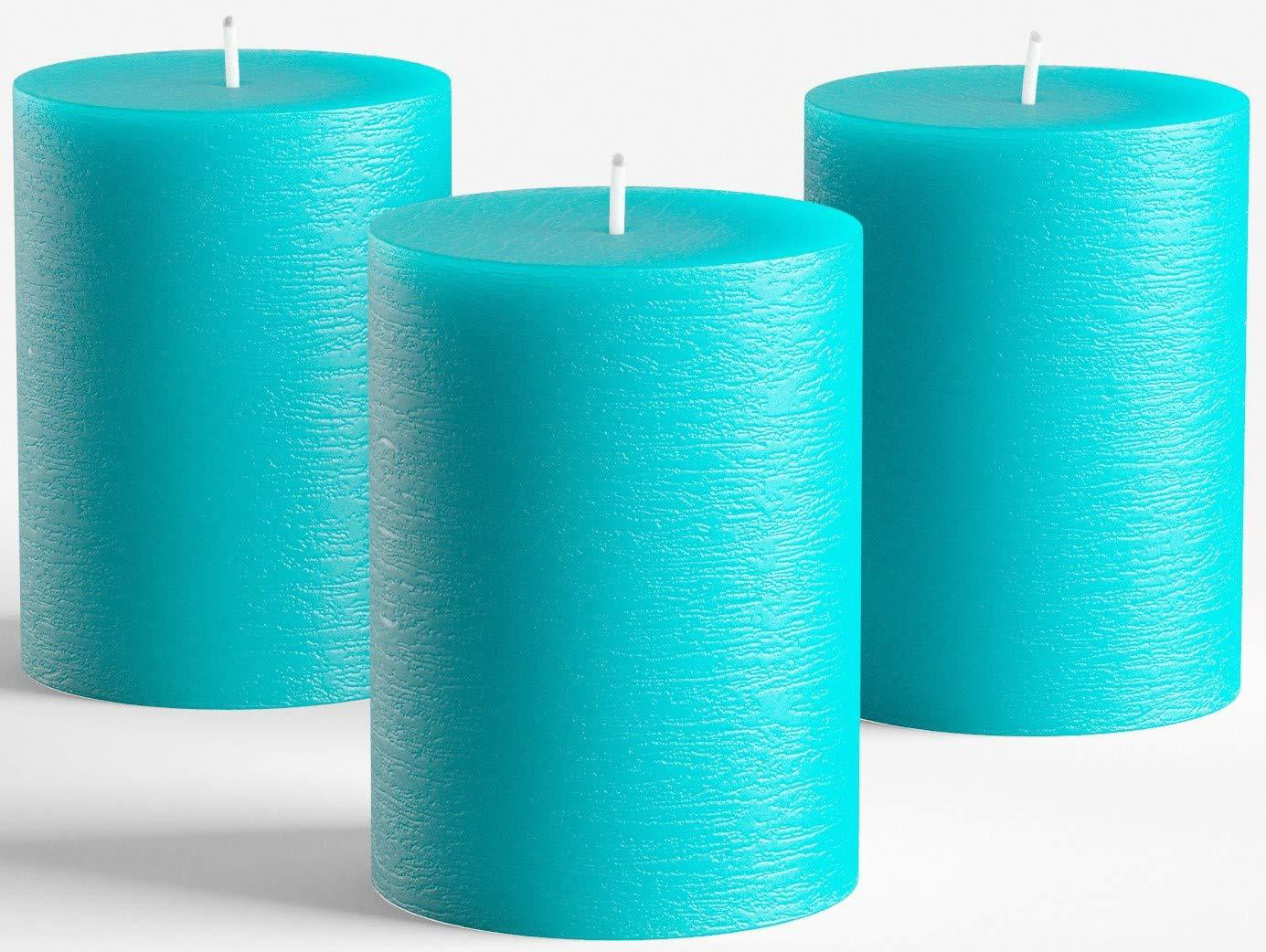 Spa Smokeless Cotton Wick Relaxation Home Decoration Melt Candle Company 3 x 8 Light Blue Pillar Candle Set of 2 Unscented Handpoured for Weddings