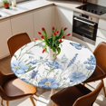 thumbnail image 2 of Blue Daisy Plant Elastic Fitted Round Table Cover Floral Butterfly Leaf Waterproof Outdoor Tablecloth for Holiday Party, Picnic, Patio & Dining Fits Tables Up to 36"-44", 2 of 8