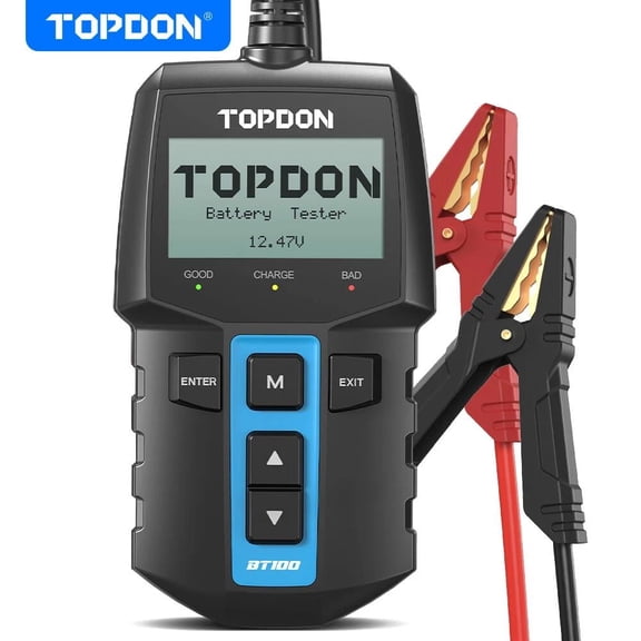 TOPDON BT100 Car Battery Tester 12V Load Tester Charging System Analyzer for Car Truck Motorcycle SUV