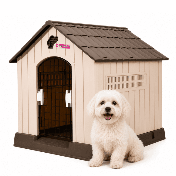 Casa Para Perro Q Perrón Para Raza Chica Protección UV Color café