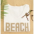 thumbnail image 5 of Beach Cover Up for Women Letter Print Crochet Tops Beach Sweater | Long Sleeve, Crew Neck, Split Hem, Swim Swimsuit Coverup, Lightweight Summer Sweater, Vacation Beach outfits,L, 5 of 6