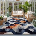 thumbnail image 2 of Area Rugs 3'x5', Navy Blue Burnt Orange Carpet Runner Indoor Outdoor Rugs Home Decor Aesthetic, Geometric Retro Abstract Non Slip Mats Washable Accent Rug for Living Room Bedroom, 2 of 8