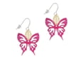 thumbnail image 2 of Delight Jewelry Acrylic Medium Cut Out Butterfly Magenta Goldtone Leaf French Earrings, 2 of 4