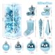 thumbnail image 2 of 21 piezas/caja de bolas navideñas con purpurina azul y rosa, colgantes de medias de carámbanos, adornos colgantes para árbol de Navidad, decoración navideña para el hogar, Navidad, 2 of 5