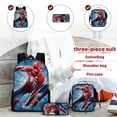 thumbnail image 3 of 3Pcs Spider Vibrant Printed Backpack Set with Lunch Organizer and Pencil Storage Case for School Travel Daily Use Superhero Hero Web Pattern Print #13, 3 of 5