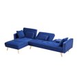 thumbnail image 6 of Futon Sofa Bed,Convertible Sleeper Sofa Couch Bed with Armrests and Pillows,Modern Velvet Sleeper Sofa Bed for Living Room Office,L Shaped Folding Recliner Futon Couch with Wood Legs,Blue, 6 of 7