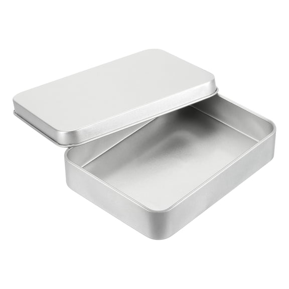 2 Pcs Metal Tin Box, 4.7 x 3.5 x 0.9 Inch Rectangular Storage Tin Box with Lid Portable Tinplate Container for Home Organizer Crafts Gifts Keys Cookies Cards Candles Storage