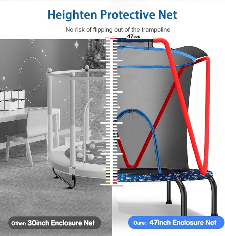 Gundir 66'' Trampoline for Kids Toddler Indoor Outdoor Small Trampolines for Baby with Heighten Net