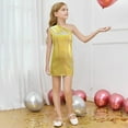 thumbnail image 2 of HXWCHs Robe en Tricot Filles Robe à Paillettes Scintillantes Imprimé Ourlet Asymétrique Col Rond Sans Manches Tenue de Fête Élégante Décontractée Or 6-7ans, 2 of 4