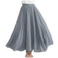 thumbnail image 2 of Homenesgenics Skirt for Women under $5.00 Women Casual Summer Large Solid Elastic Waist Flax A-Line Ankle Long Skirt Blue One Size, 2 of 6