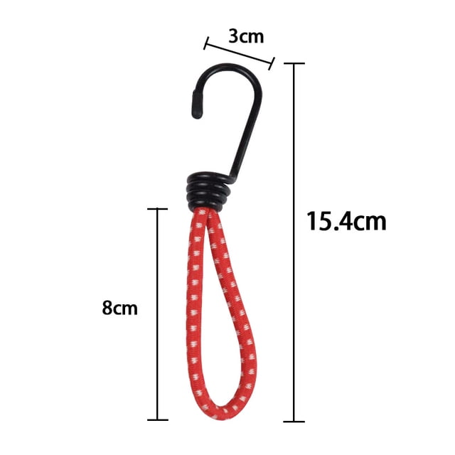 Tensores elásticos con ganchos metálicos (juego de 15) - 15 cm - Tensor Rojo Crochet Sandow Muy Resistente para Camping, Lonas, Carpas Canopy (Amarillo * 5 + Rojo * 5 + Verde * 5) XianweiShao 1327533646024