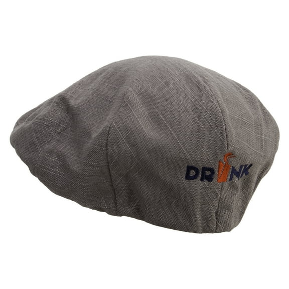 Drink Embroidered Big Size Men's Linen Ivy Cap - Charcoal XL-2XL