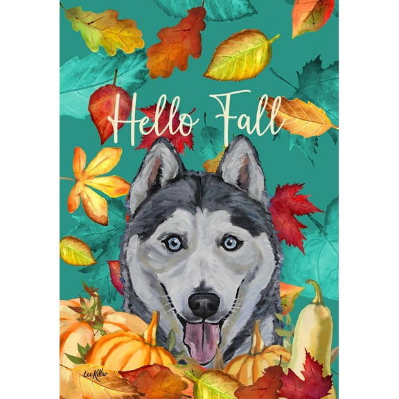 Siberian Husky Grey - Hippie Hound Studios Fall Garden Flag