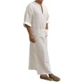 thumbnail image 3 of Mens Arab Muslim Long Robe Clothes Casual Middle East Islamic Thobe Kaftan Robes, 3 of 3