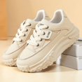 thumbnail image 6 of AUDeals Women’s Leather Platform Sneakers Thick Soled Chunky Lace Up Breathable Casual Trainers Non Slip Walking Dad Shoes (Beige, 6.5), 6 of 6