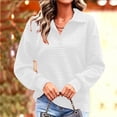 thumbnail image 3 of Women’s Waffle Lapel Button Sweatshirt Oversized Long Sleeve Pullover Sweatshirt Fall Loose Fits Casual Layered Tops, 3 of 5