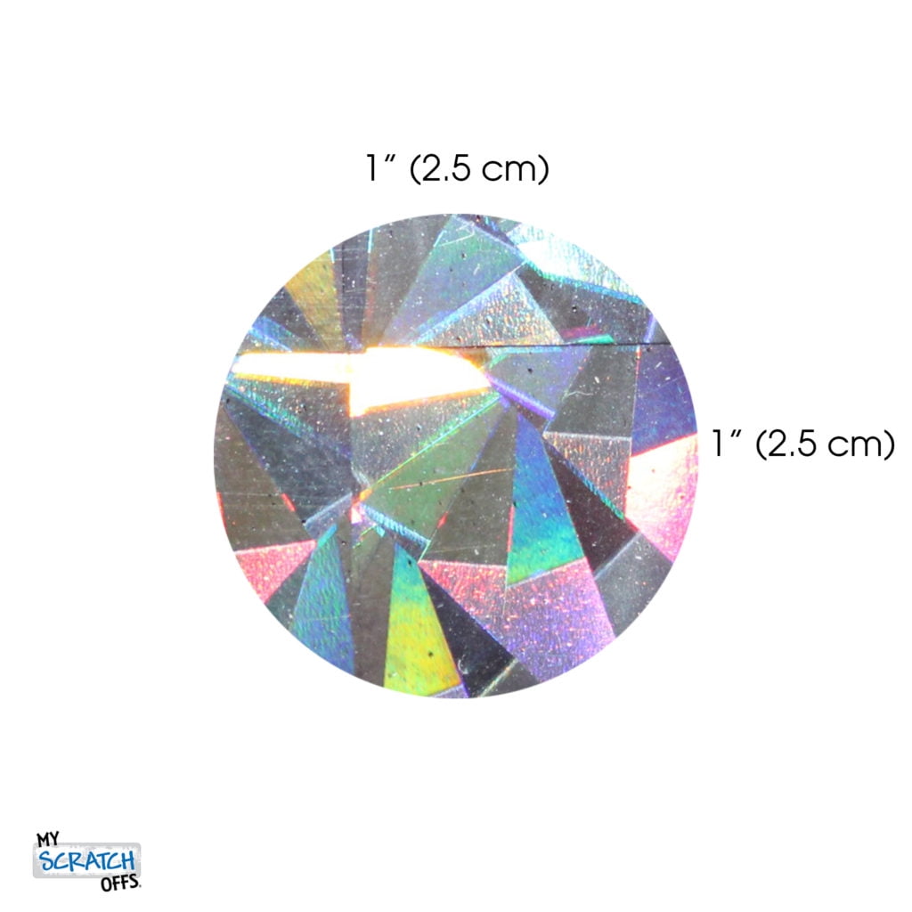 My Scratch Offs 1-Inch Silver Hologram Round Sticker Labels, 250 Count