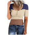 thumbnail image 3 of Birdeem Womens Round Neck Button Up T-Shirt Loose Short Sleeved Top, 3 of 8