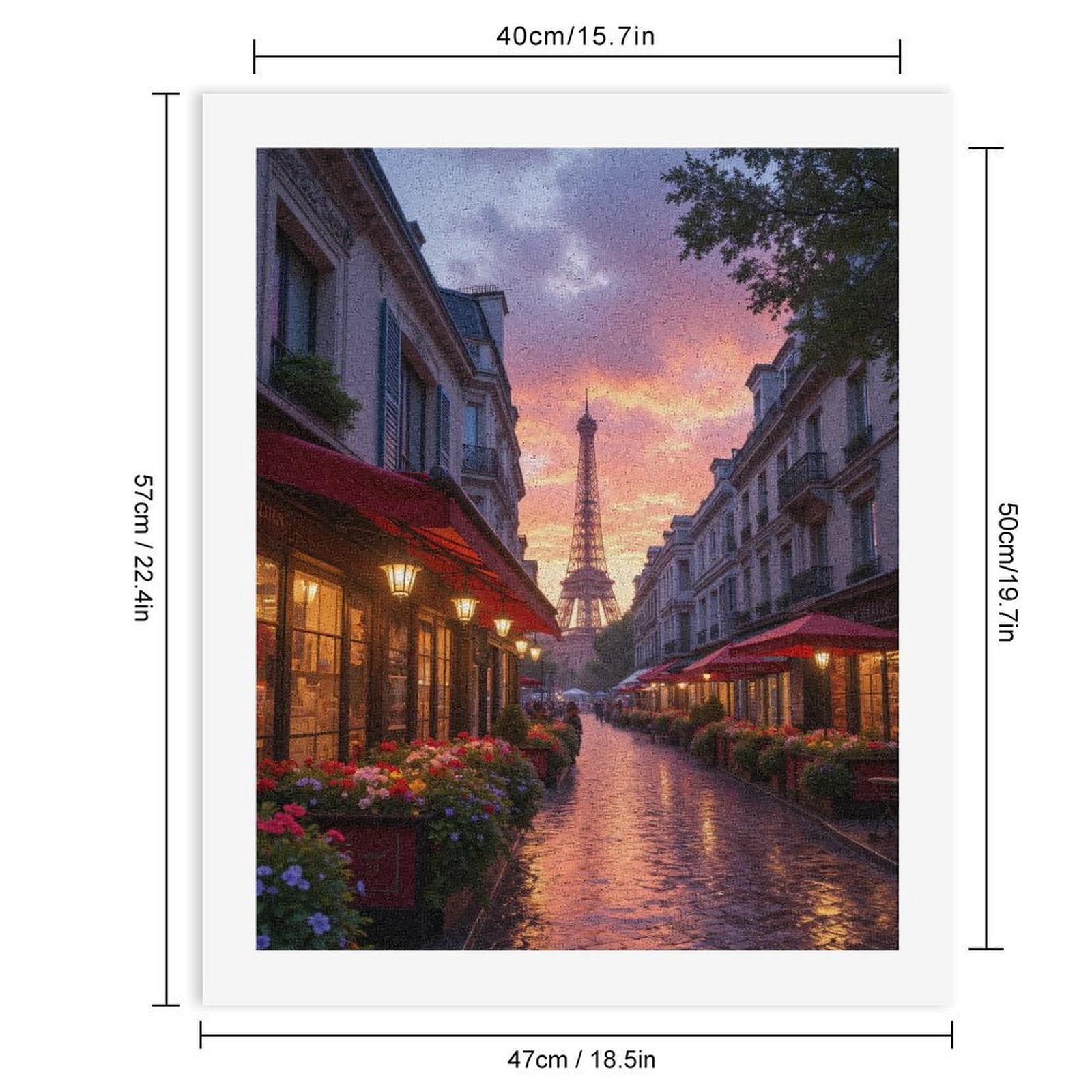 Paint by Numbers Kit for Adults, Paris Sunset Street View Eiffel Tower Paint by Numbers, Easy Paint by Numbers Kit for Adults Beginner, DIY Adult Paint by Number Kits on Canvas, 12x16in Home Decor