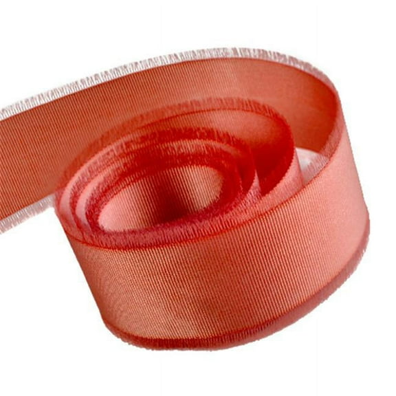 Papillon Ribbon & Bow R097080-16-0260-100Y 0.62 in. 100 Yards Fussy Edge Grosgrain Fringed Ribbon- Scarlet