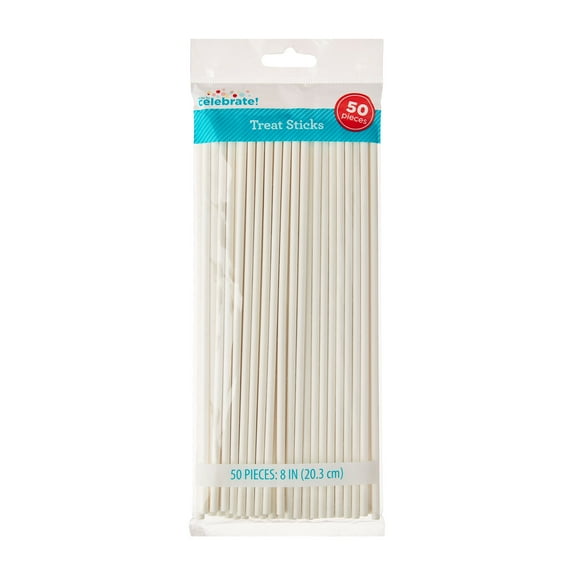 8" White Paper Treat Sticks, 50 Count, by Way To Celebrate