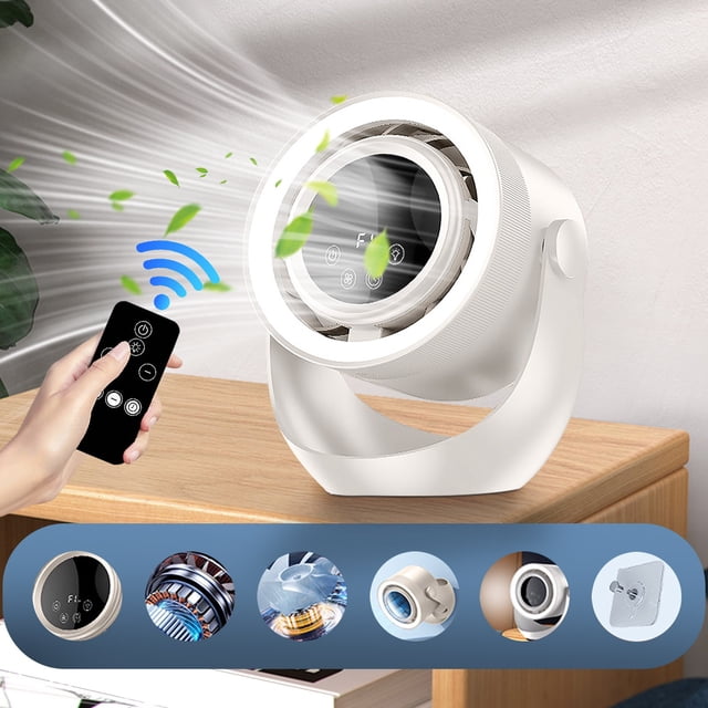 Ovzne Circulating Fan Home USB Charging Digital Display Screen Turbo Small Fan Wall Mounted Desktop Remote Control Small Electric Fan On Clearance