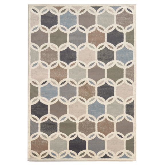 Addison Heights Brentwood Geometric Bianca Circles Transitional Area Rug, Off-White