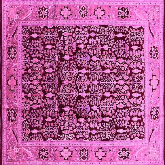 Ahgly Company Indoor Square Oriental Pink Industrial Area Rugs, 5' Square