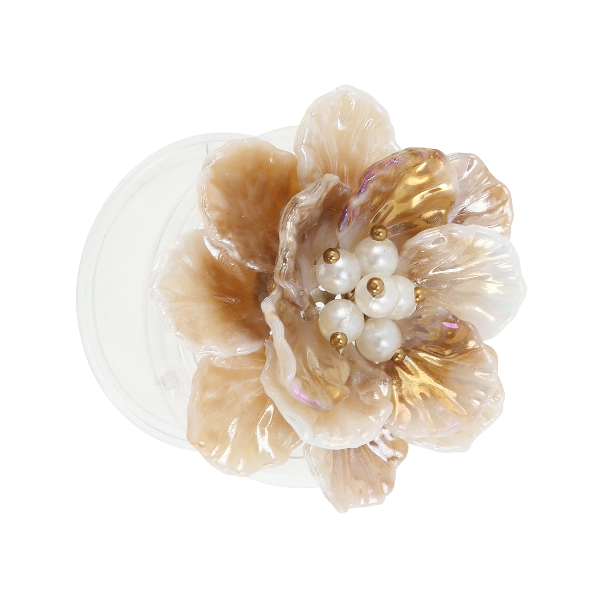 Unique Bargains Shell Flower Phone Grip 1 Pc Brown White