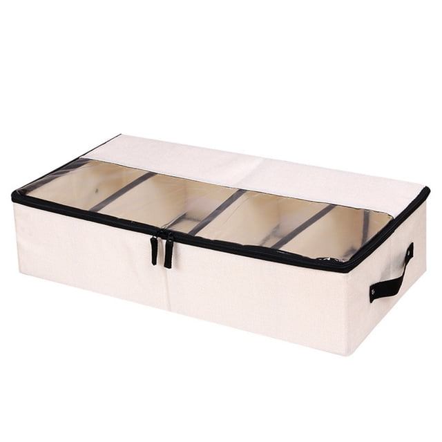 Fiudx Caja de Almacenamiento Plegable de Gran Capacidad, Tela Transparente, Organizador Versátil para Ropa y Zapatos, Tela No Tejida Transpirable, Fácil de Guardar, 1 Caja, 3 Divisores