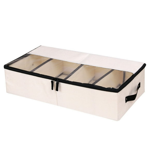 Deals Qaailabf Foldable Compartment Shoe Box Storage Bag Thick Cloth Transparent Storage Box