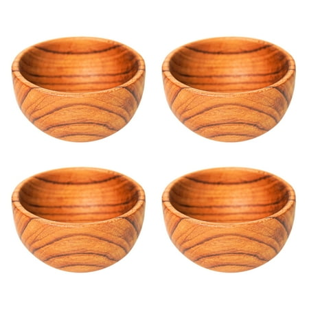 

Round Teak Wood Low Side Dish Bowl 4-Pack