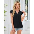 thumbnail image 2 of SOMER Womens Dressy Shirts Ruffle Short Sleeve V Neck Work Blouse Business Casual Summer Cute Tops 2026 Black 2XL, 2 of 12