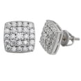 thumbnail image 2 of Real Solid 925 Sterling Silver Lab Created Diamond Earrings Screw Back Square Men's, 2 of 2