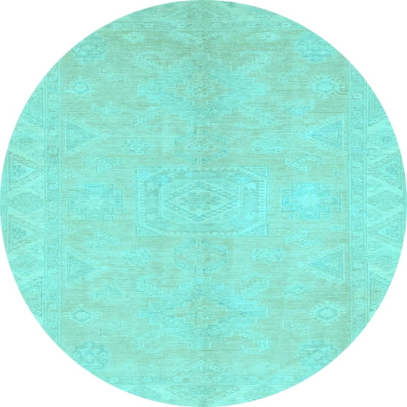 Ahgly Company Indoor Round Abstract Light Blue Modern Area Rugs, 3' Round