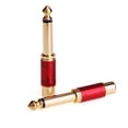 thumbnail image 3 of 6.35mm 1/4 inch Male Mono to Female Interconnect Audio Adapter Conversion Plug (Red 2 Pack), 3 of 6