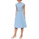 thumbnail image 2 of Vestido plisado de mujer Inspire Chic con cuello simulado, mangas cortas, ceñido a la cintura, estilo A, color azul claro L, 2 of 5