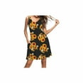 thumbnail image 3 of Robe T-Shirt Décontractée d'Été pour Femme, Sortie de Plage, Robe Débardeur Plissée Unie, G, Tournesols, 3 of 5