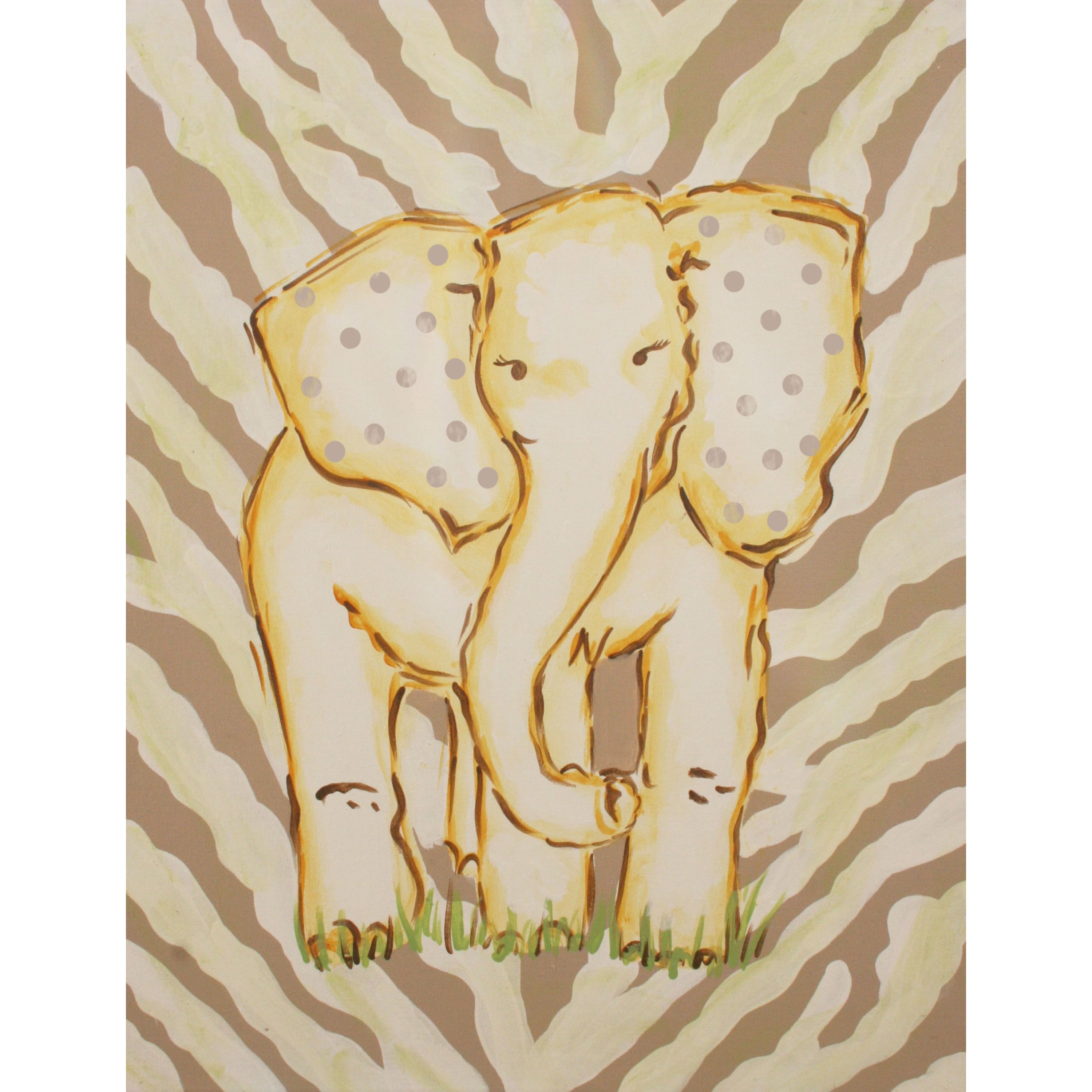 "Tan Elephant" by Reesa Qualia Painting Print on Wrapped Canvas