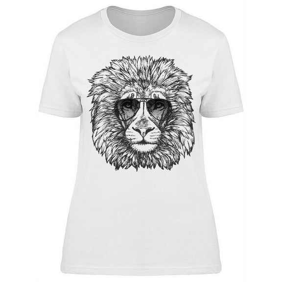 Portrait Of Lion With Sunglasses T-Shirt Women -Image by Shutterstock, Female XX-Large