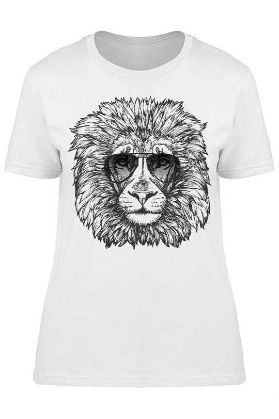 Portrait Of Lion With Sunglasses T-Shirt Women -Image by Shutterstock, Female x-Large